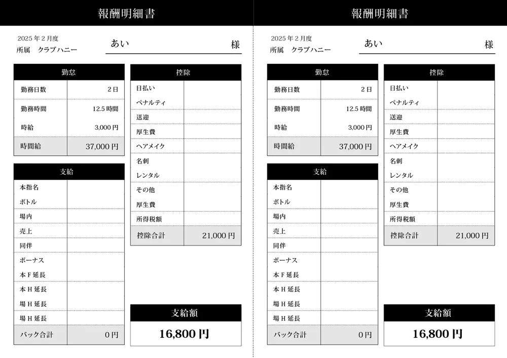 夜レジの給与計算・給与明細PDF画面