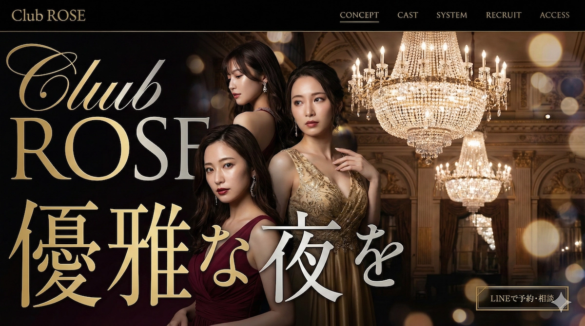 Elegant Cabaret Club Website Design featuring Red Velvet Style in Ginza